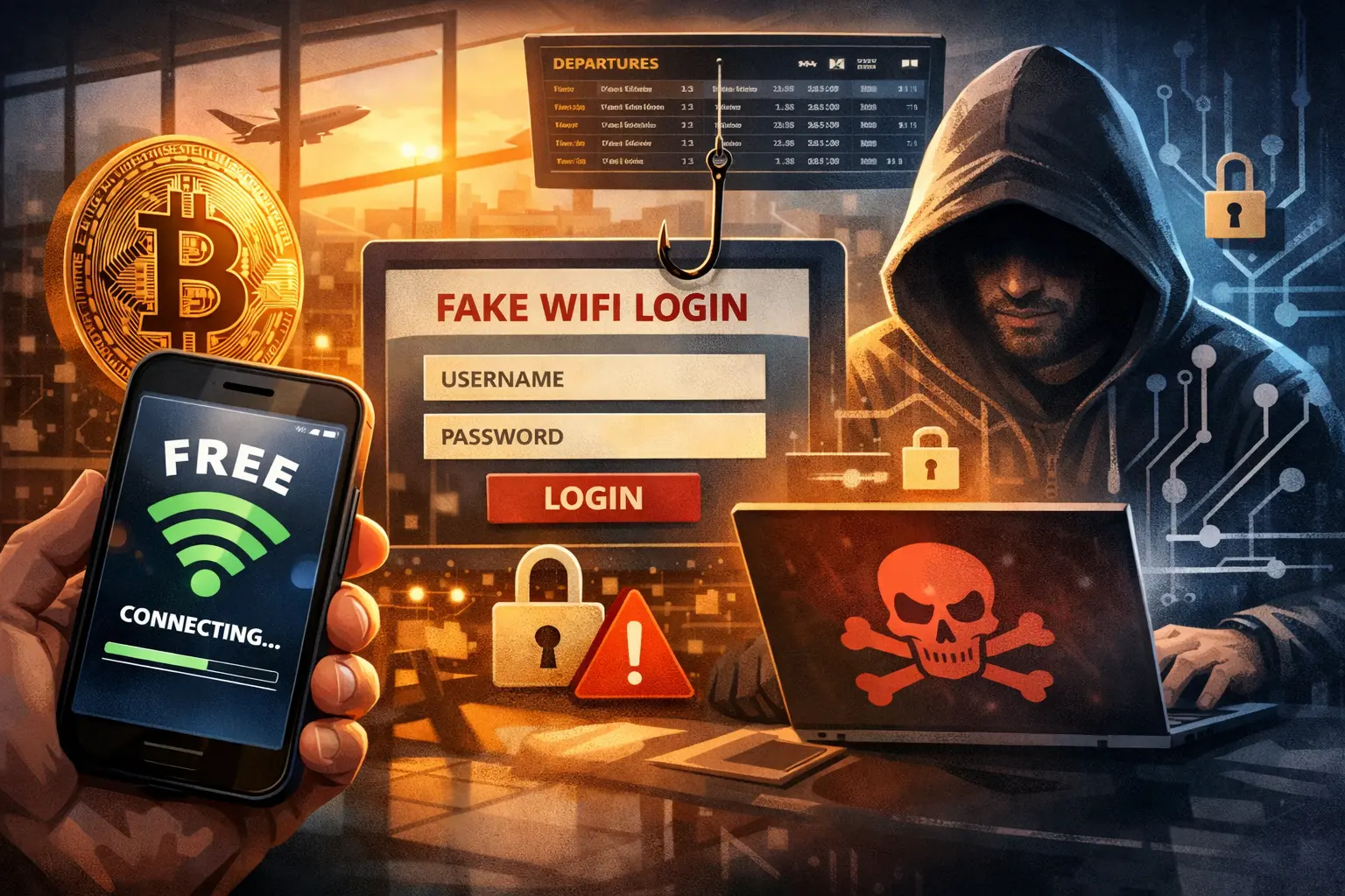 Evil twin public Wi-Fi security risk for crypto wallets during travel