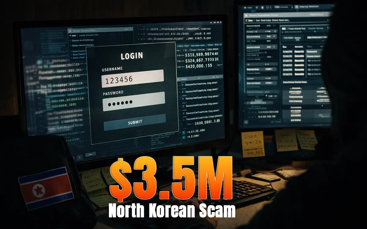 Infographic showing North Korean IT workers\' crypto scam exposed