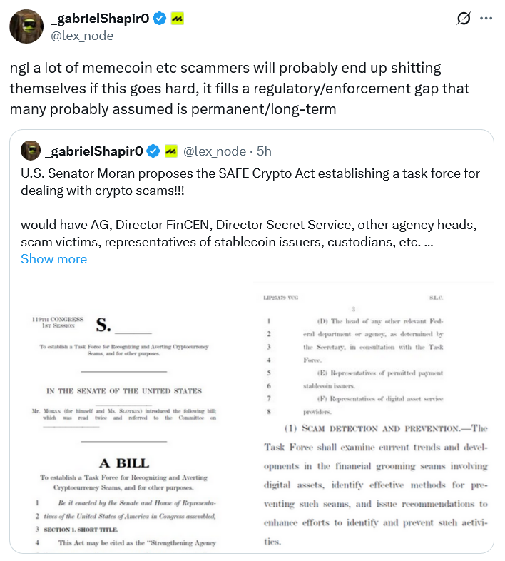 SAFE Crypto Act Post