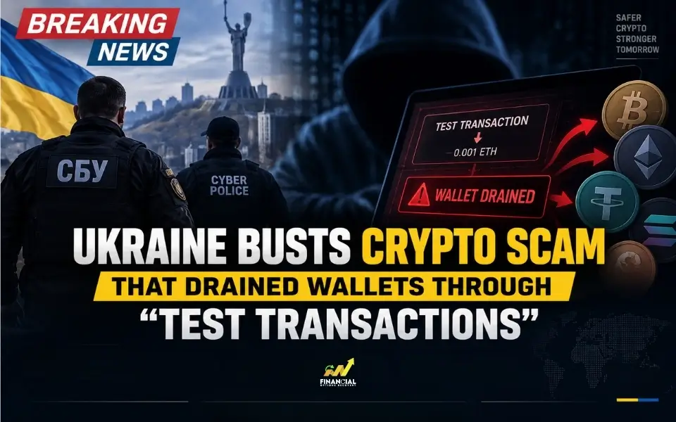 Infographic showing ukraine busts crypto scam using wallet drainers