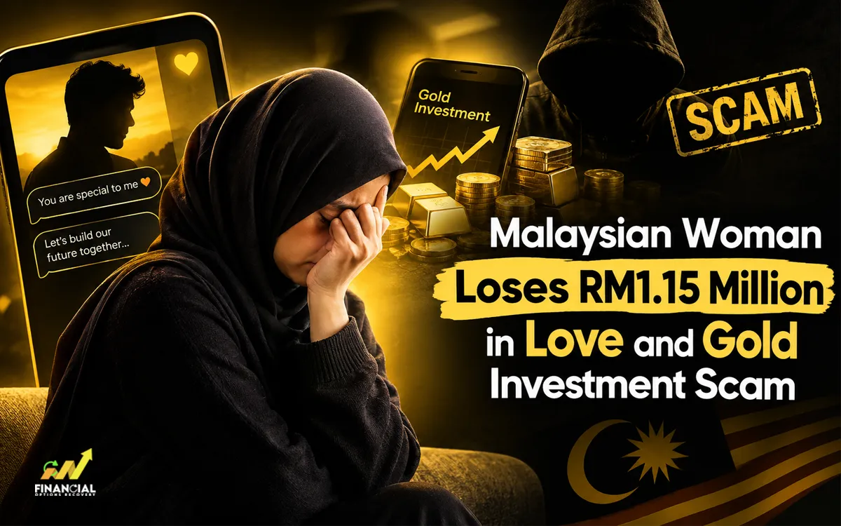 Image showing a woman losing RM1.15 million in a love and gold investment scam